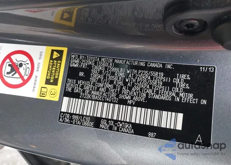 2014 Lexus Rx 350 из США, поврежденный, VIN 2T2ZK1BA5EC140132